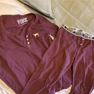 Victoria secret pink thermal sleep set (long sleeve shirt and pants)